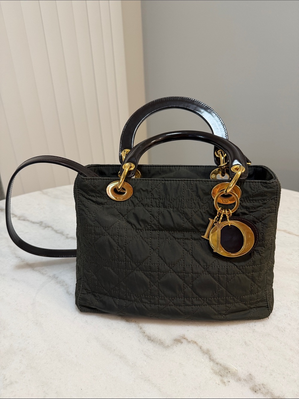 Authentic Christian Dior Lady Dior green Cannage Quilted Bag w/ certificate